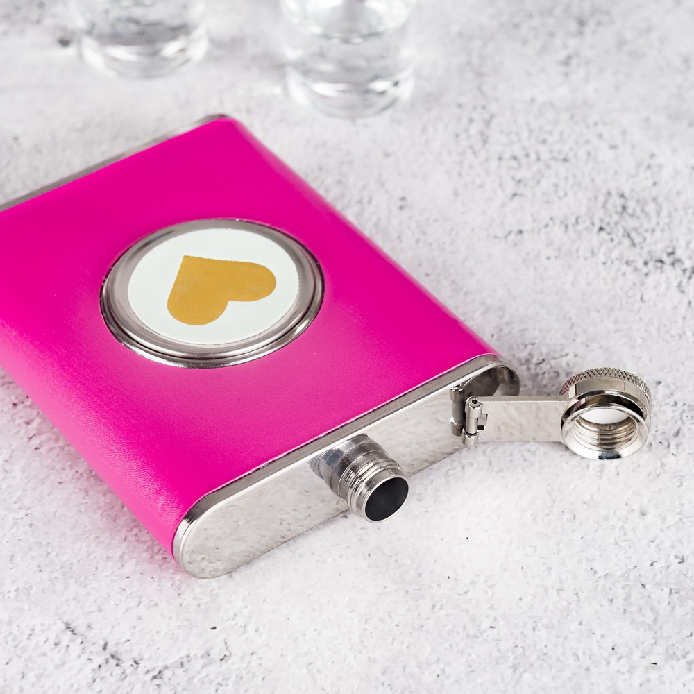 8oz Hip Flask With Cup Builtin Collapsible Cup And Leather Wrapped Hip