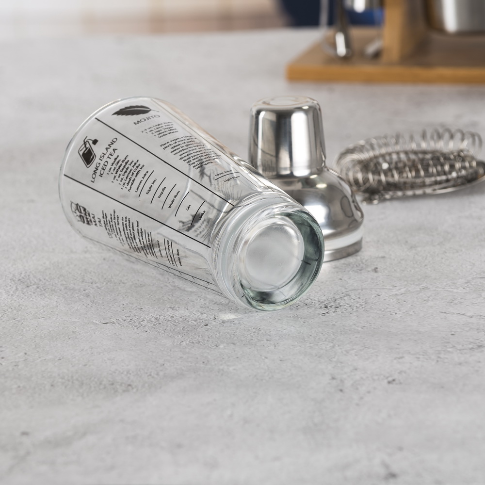 400ml Glass Cocktail Shaker Glass Shaker With Recipes