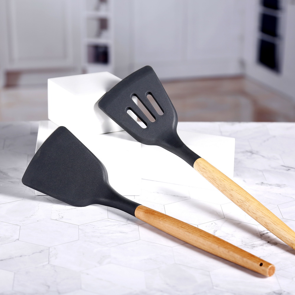 Wooden Handle Silicone Kitchen Utensil Set